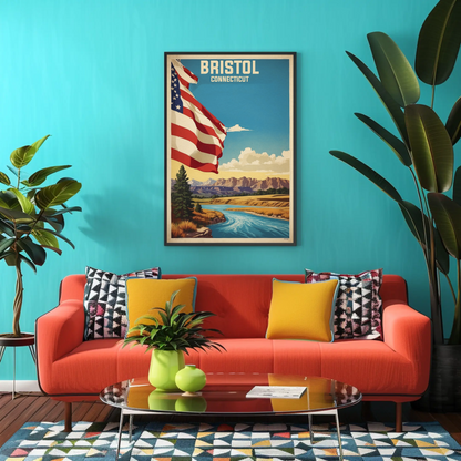 Bristol Connecticut American Scene Art Vintage Travel Poster