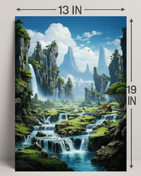 Serene Waterfall Landscape Poster