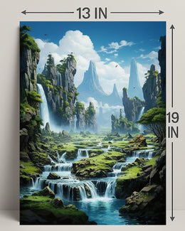 Serene Waterfall Landscape Poster