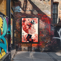Ethereal Redhead Floral Fusion Art Poster PosterGoat