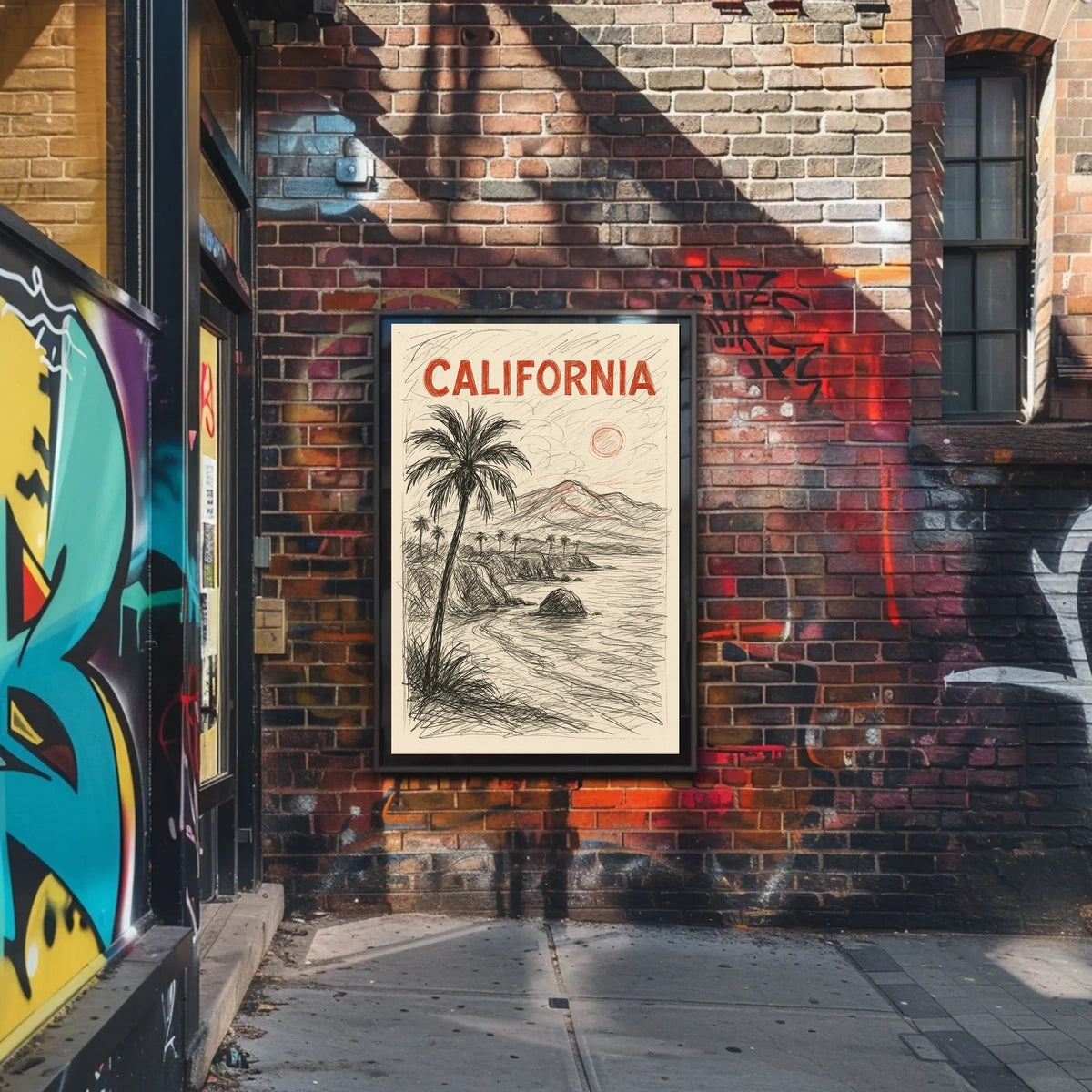 California Coastline Sketch Poster