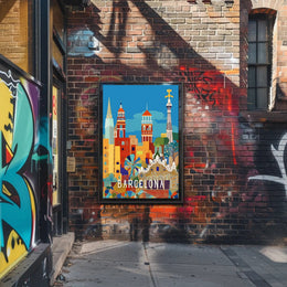 Barcelona's Vibrant Architecture Cityscape Artistic Poster