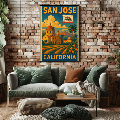 San Jose California Mission Travel Poster