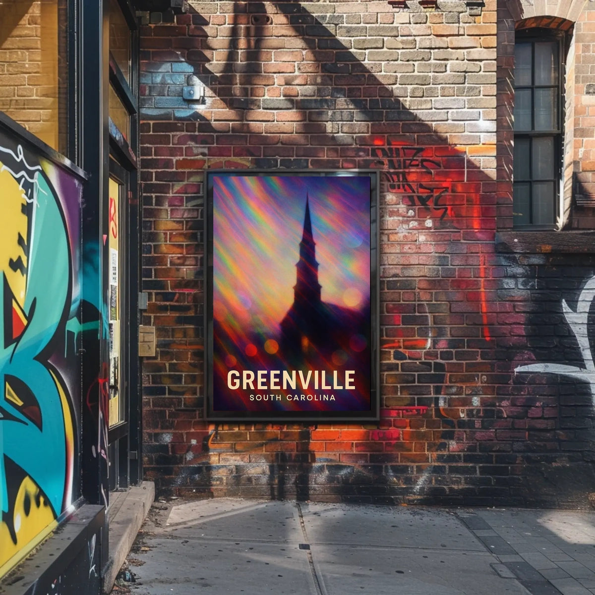 Greenville Skyline Digital Painting Wanderlust Poster