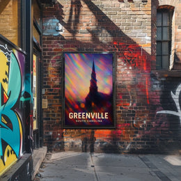 Greenville Skyline Digital Painting Wanderlust Poster