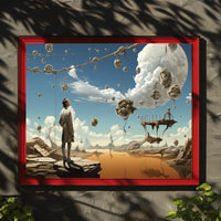 Surreal Fantasy Landscape with Floating Rock Formations Poster