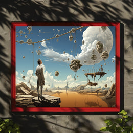 Surreal Fantasy Landscape with Floating Rock Formations Poster