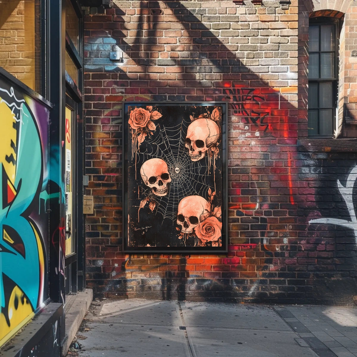 Dark Gothic Skulls and Roses Artistic Poster