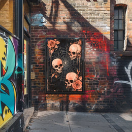 Dark Gothic Skulls and Roses Artistic Poster
