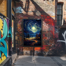 Starry Night Cottage Poster