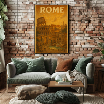 Rome Colosseum Trevi Fountain Travel Poster