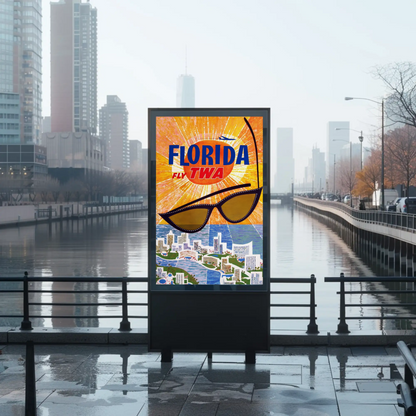 1960s Florida Fly TWA Vintage Style Travel Poster