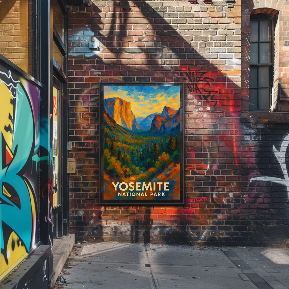 Abstract Yosemite Landscape Poster Vivid for Home Decor