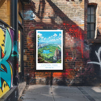Central Park Serenity with Manhattan Skyline Urban or Cityscape Poster