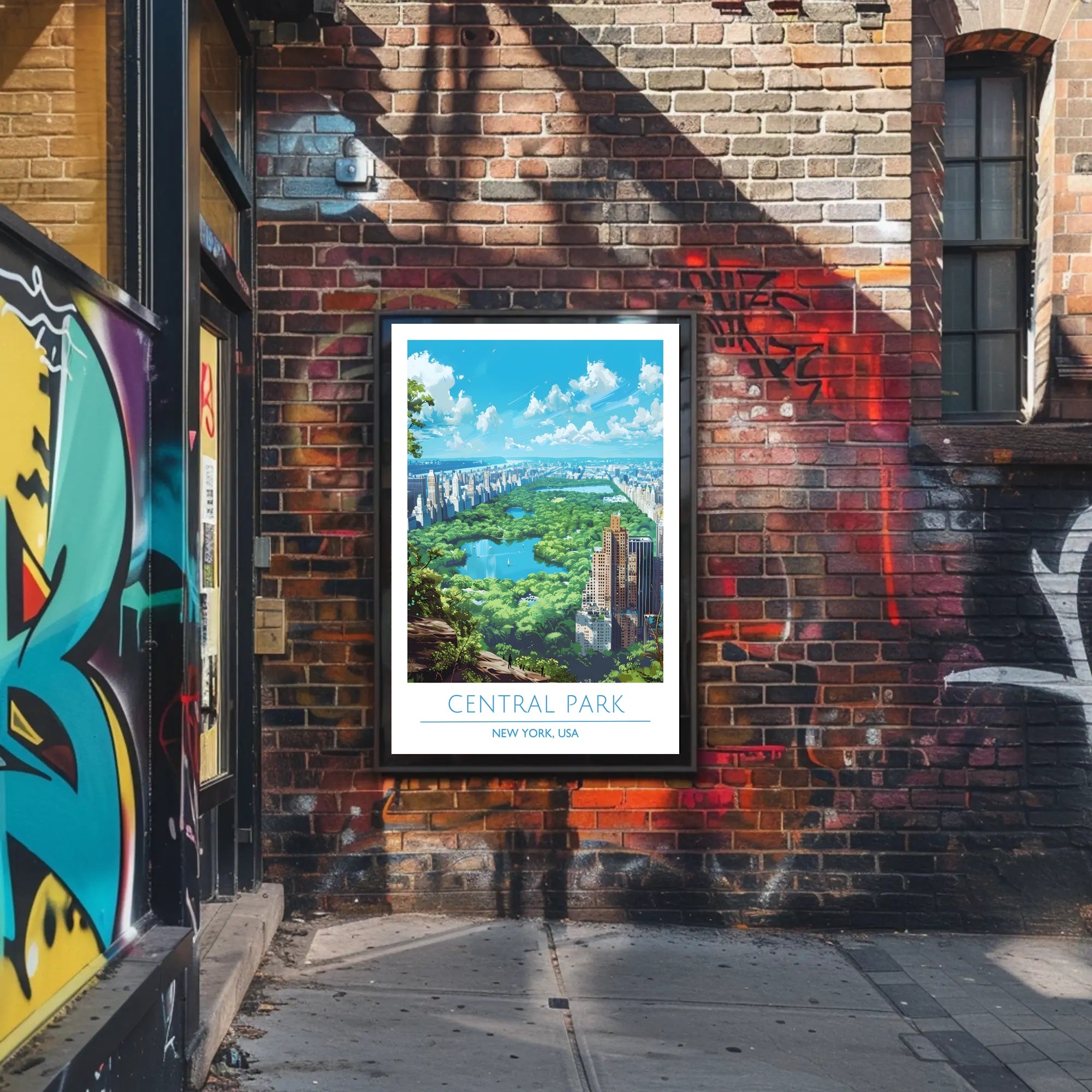 Central Park Serenity with Manhattan Skyline Urban or Cityscape Poster