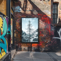 Majestic Winter Tree Against Mountain Landscape Poster