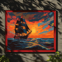 Majestic Sailing Ship at Sunset Art Poster