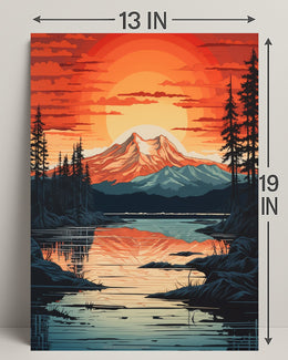Serene Mountain Sunset Poster PosterGoat