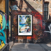 Tropical Paradise Beach Watercolor Art Travel Poster PosterGoat