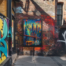 Iconic New York City Landmarks Poster Abstract Wall Art