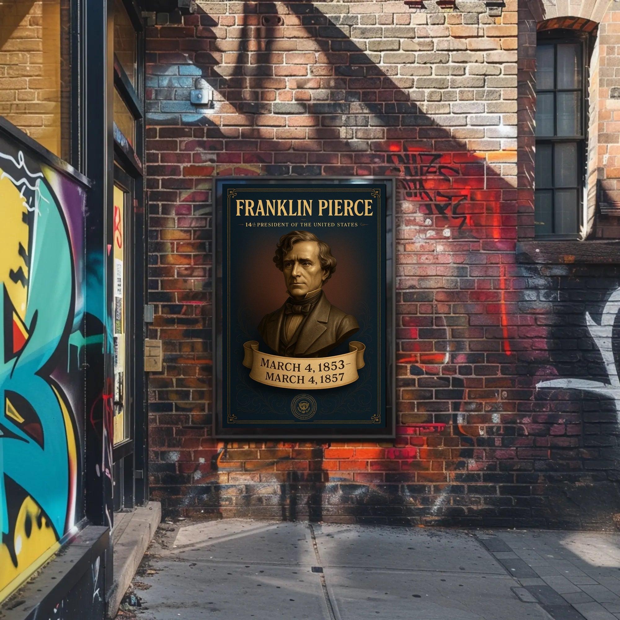 Franklin Pierce vintage presidential portrait poster PosterGoat