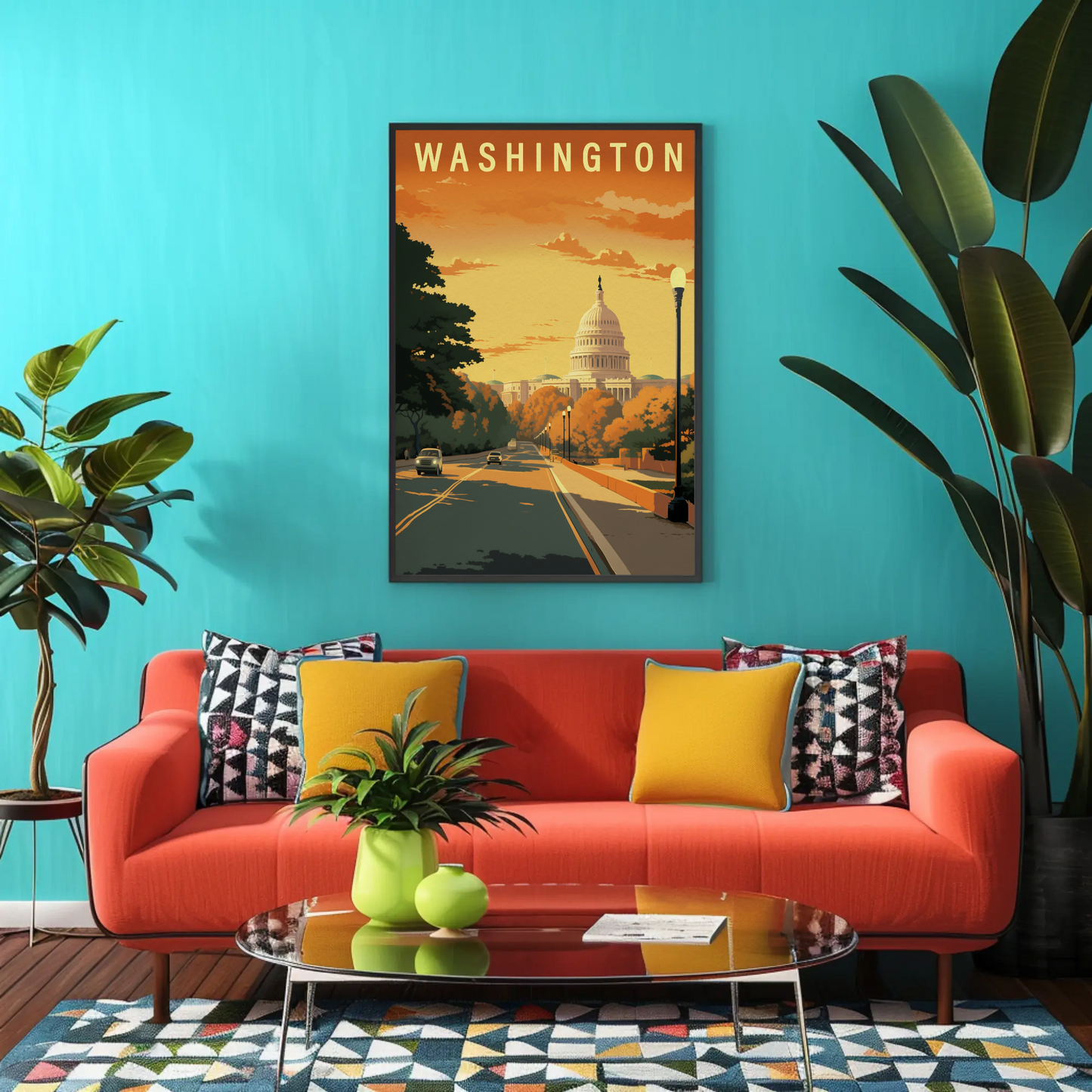 Washington DC Capitol Reflection Vintage Travel Poster