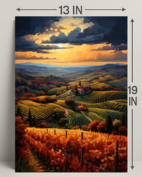 Golden Vineyard At Sunset Poster