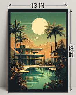 Retro-Futuristic Oasis Retro Poster PosterGoat