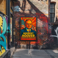 Herbert Hoover 31st President of the United States Colorful Comic Book Style Poster