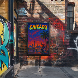 Skateboarding at Sunset in Vibrant Urban Cityscape Poster PosterGoat