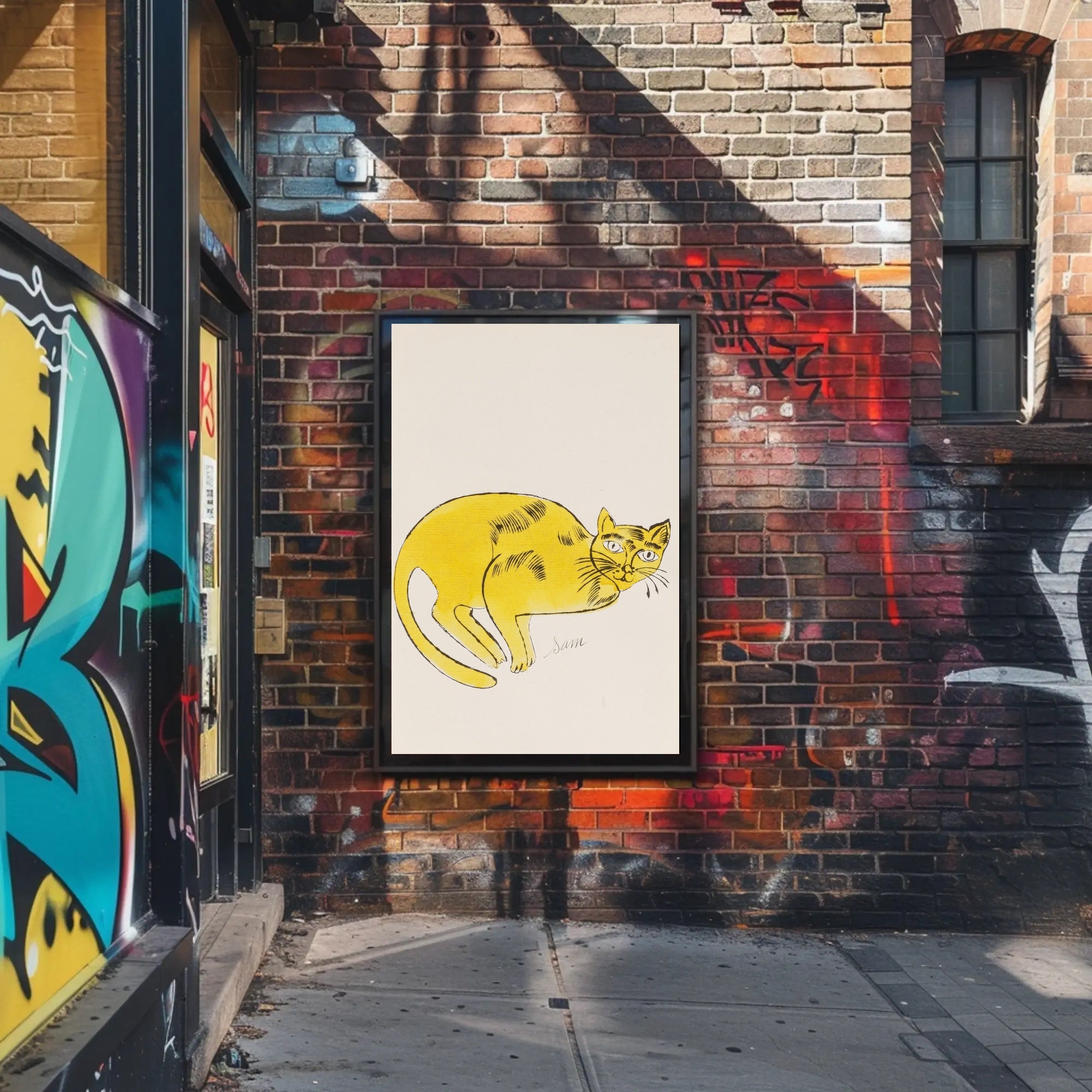Yellow Cat Poster Whimsical Wall Art Print