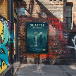 Seattle Space Needle Skyline Travel Poster PosterGoat