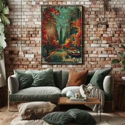 Manhattan Autumn Empire State Travel Poster