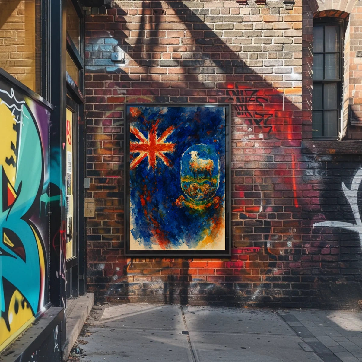 Union Jack And Sheep In Watercolor Poster