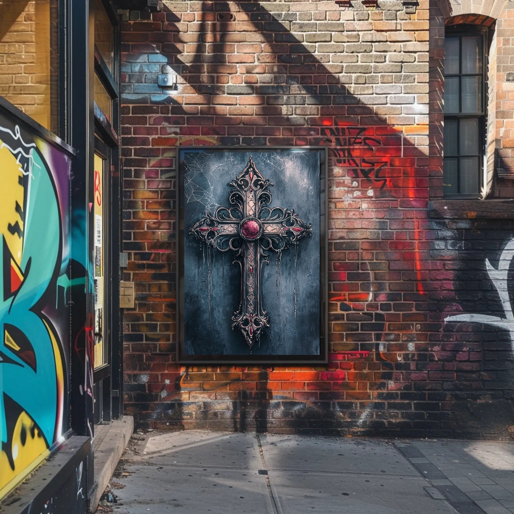 Gothic Cross With Jewels Poster