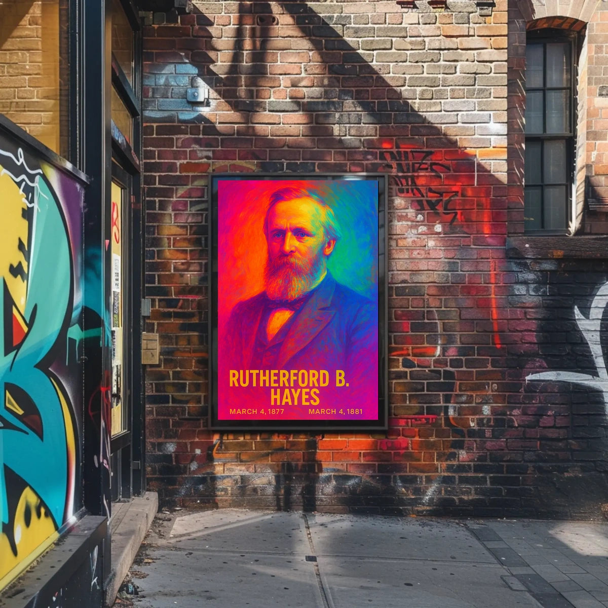 Rutherford B. Hayes 19th President of the United States Neon Gradient Overlay Poster
