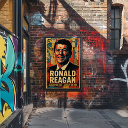 Ronald Reagan 40th President of the United States Street Art Mashup Poster