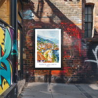 Puerto Vallarta Coastal Watercolor Travel Poster PosterGoat