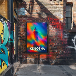 Lighthouse Dreamscape: Vibrant Kenosha Abstract Art Poster