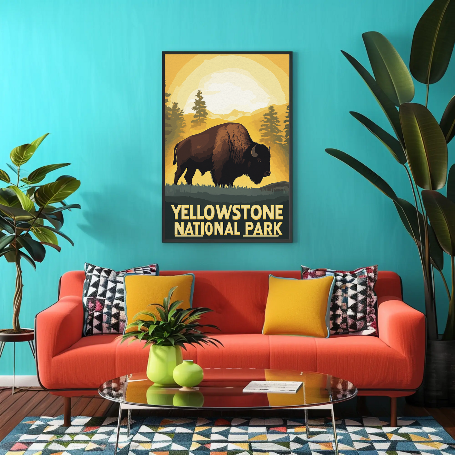 Yellowstone National Park Bison Vintage Poster
