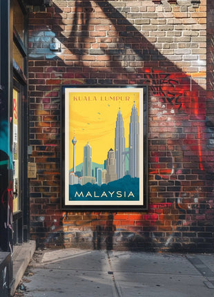 Kuala Lumpur Landmarks Vintage Travel Poster