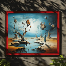 Surreal Time Landscape with Barren Trees Artistic Poster