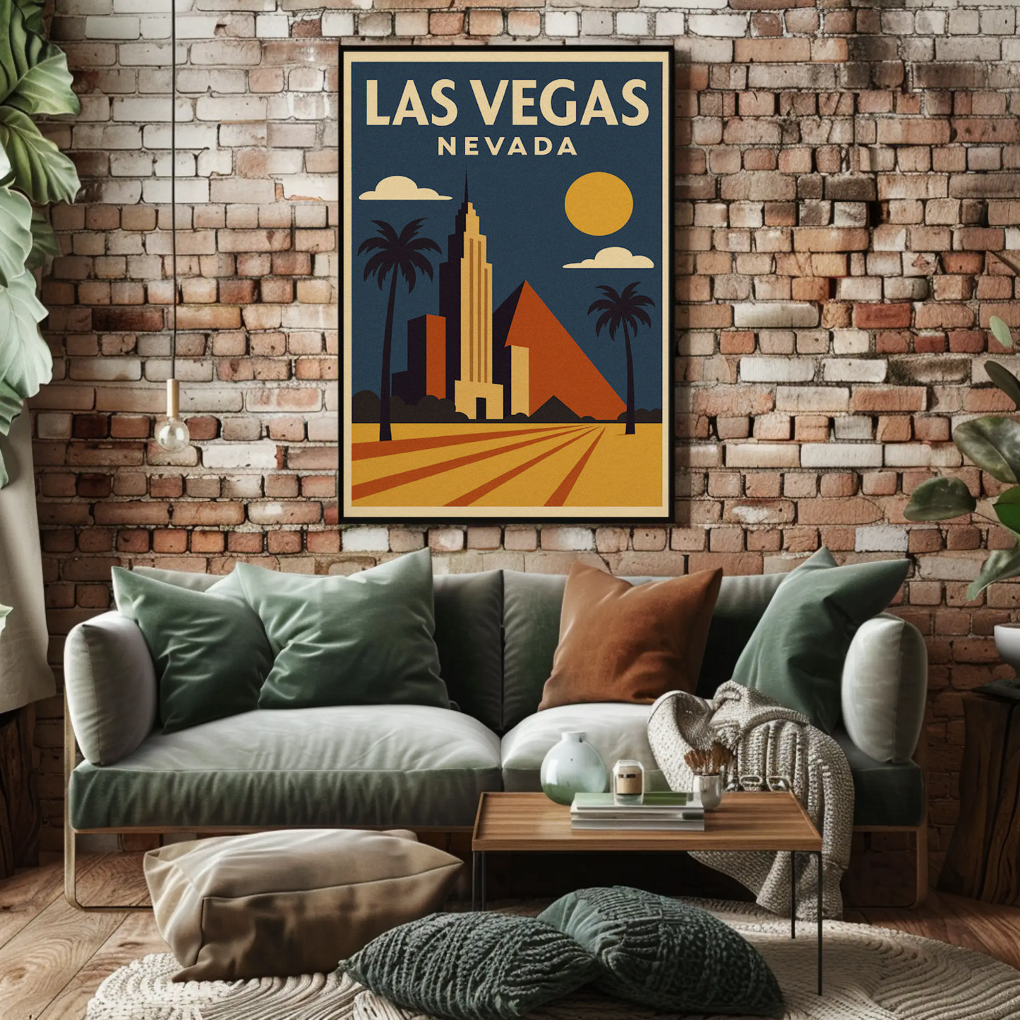 Las Vegas Nevada Geometric Retro Buildings Art Poster