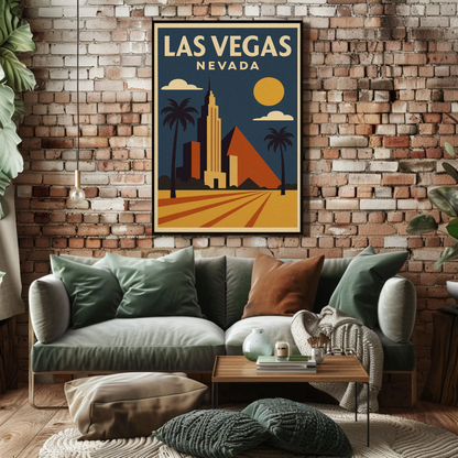 Las Vegas Nevada Geometric Retro Buildings Art Poster