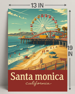 Santa Monica Pier Retro Travel Poster