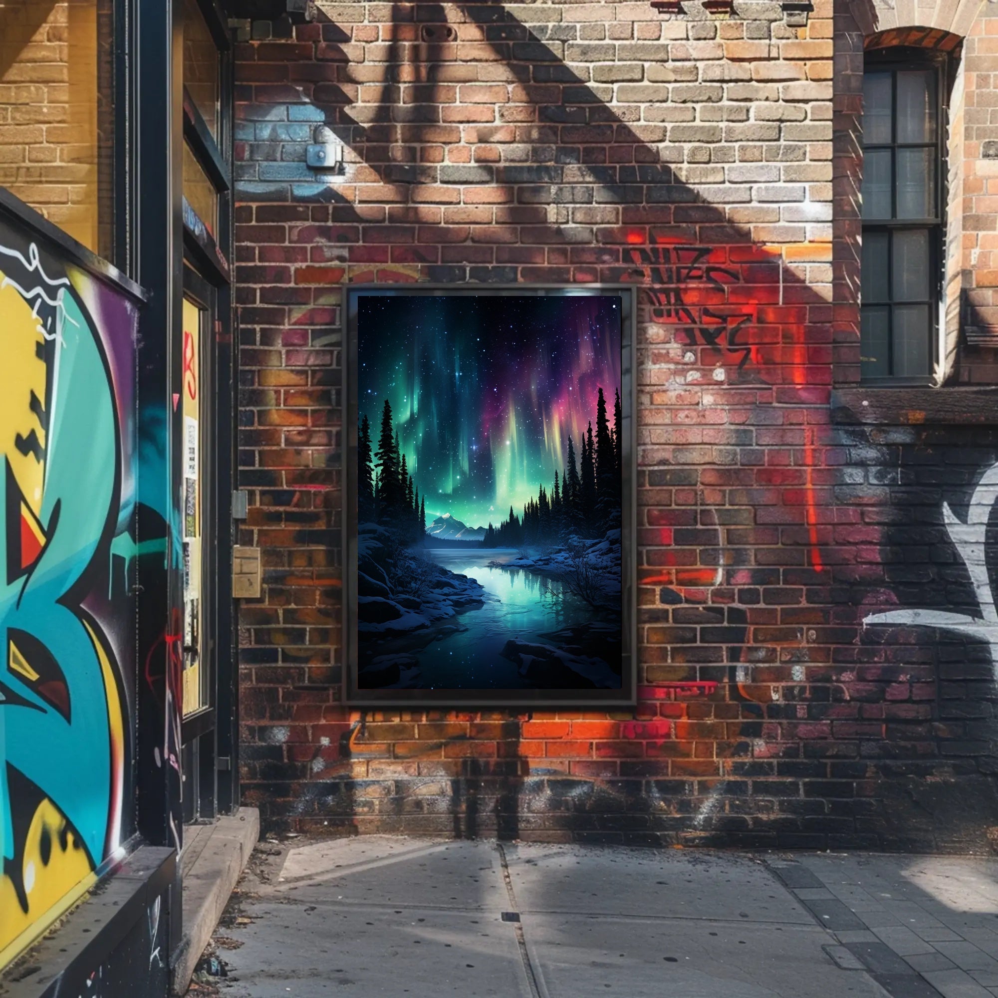 Aurora Borealis Over A Winter Landscape Poster
