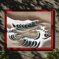 Japanese Ocean Waves Vintage Art Poster - Abstract or Artistic Poster