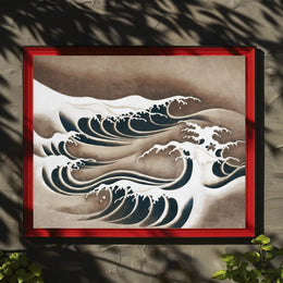 Japanese Ocean Waves Vintage Art Poster - Abstract or Artistic Poster