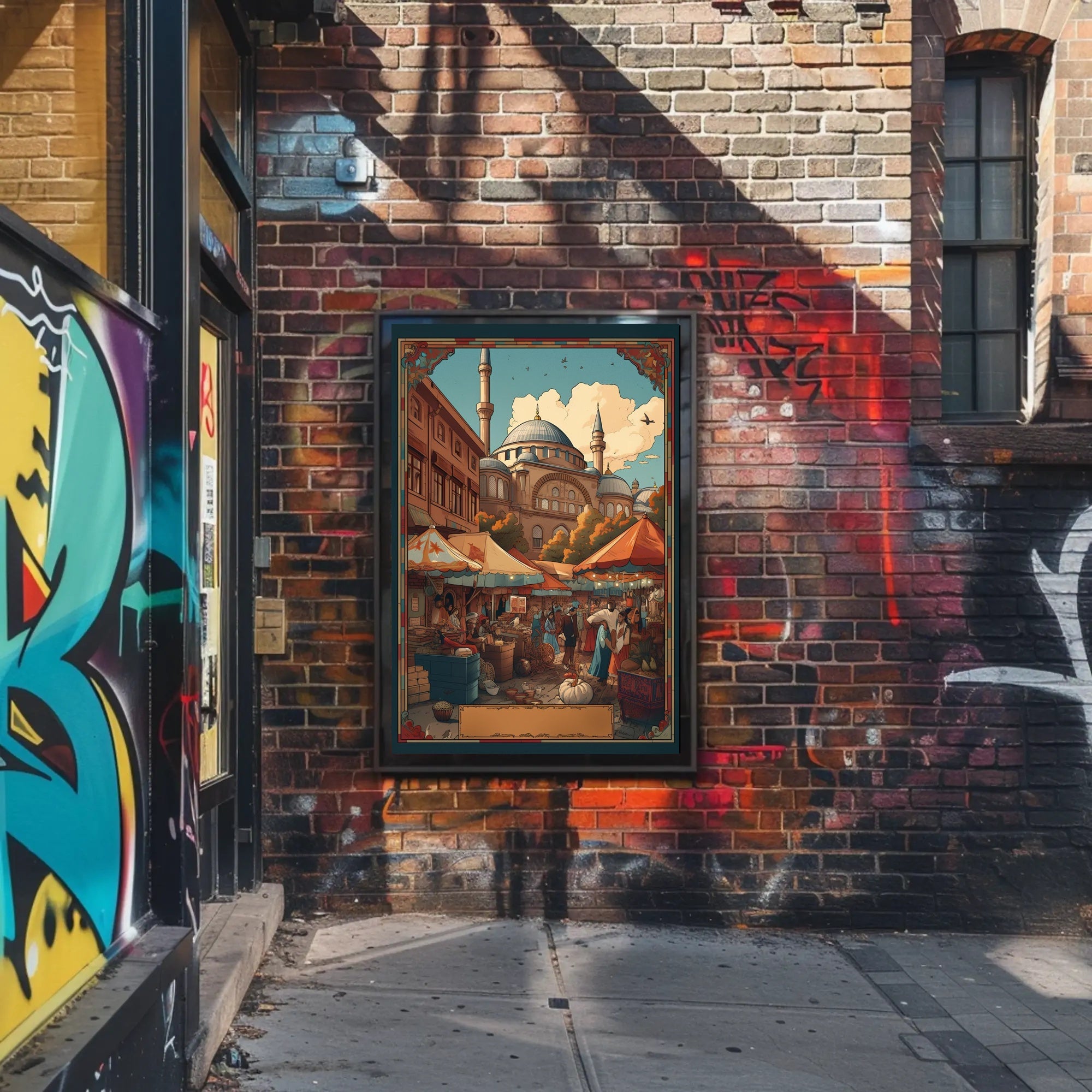 Bustling Market Scene Poster