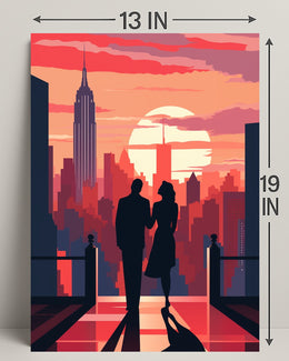 Sunset Silhouettes In The City Poster